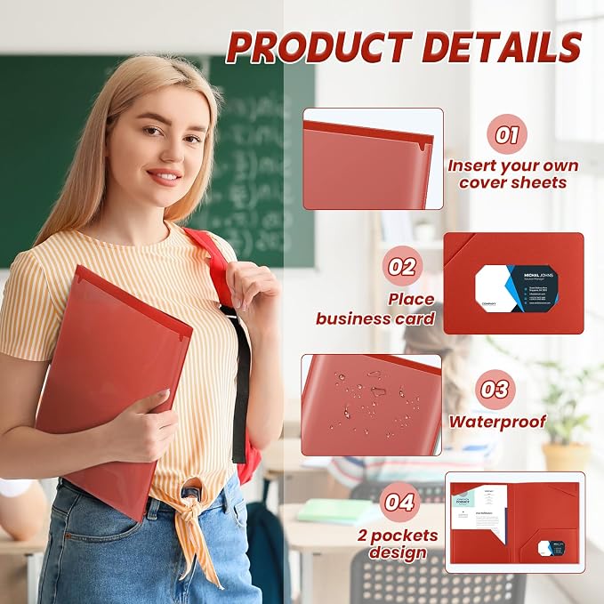 Henoyso 36 Pack Red Plastic Folders - Image 3