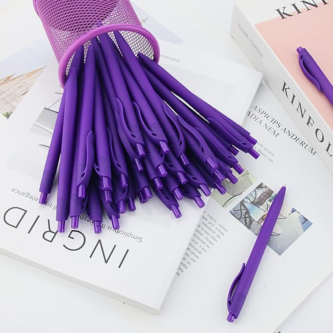 deegtran Pens Bulk, 100 Pack No Bleed Purple Barrel Click Pens, Wholesale - Image 5