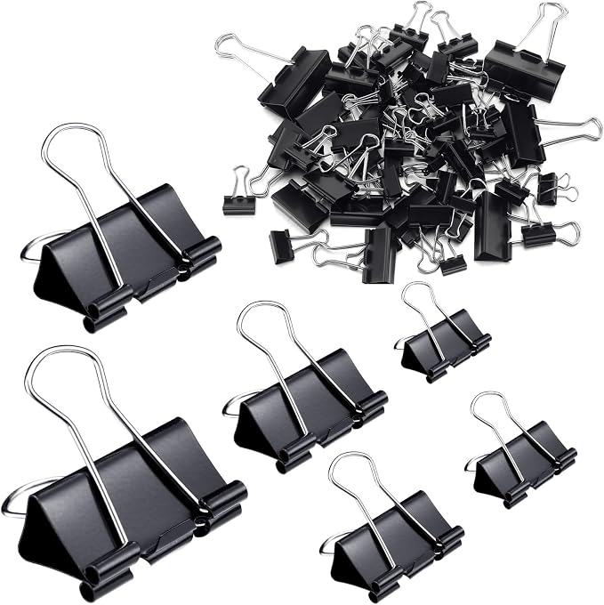 Yexiya 1000 Pcs Binder Clips Bulk Assorted Sizes Black Paper Clips Small Binder - Image 8