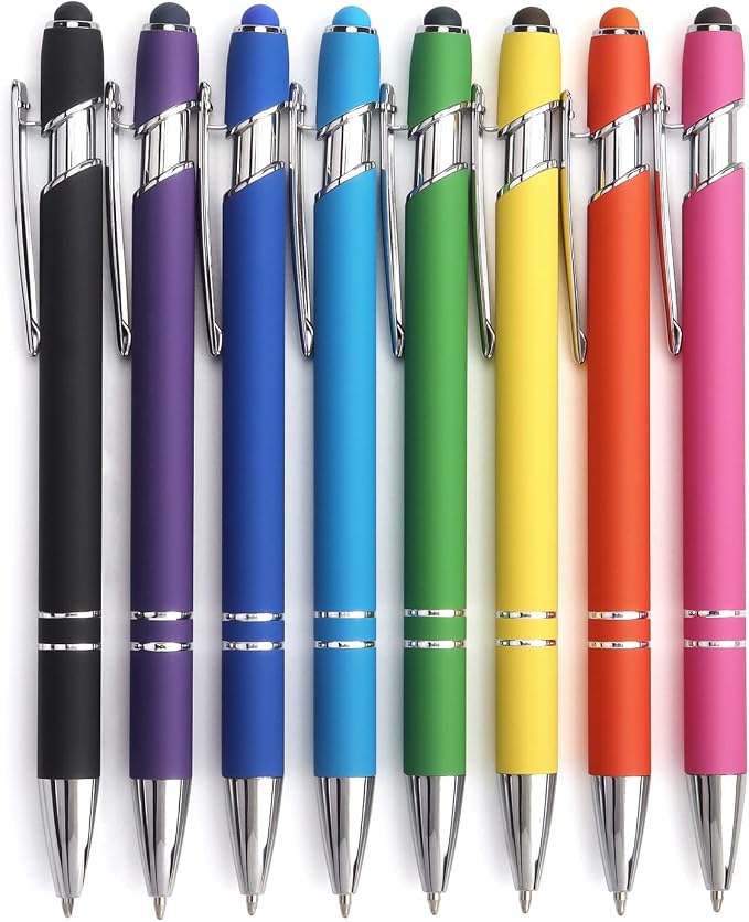 8 Pack Ballpoint Pen 2-in-1 Stylus Retractable Ballpoint Pen by Bribobo