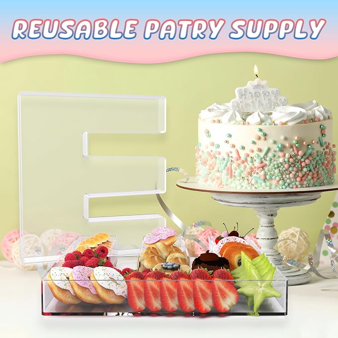 11" Acrylic Letter Charcuterie Box, Reusable Fillable Alphabet Number Shaped - Image 5