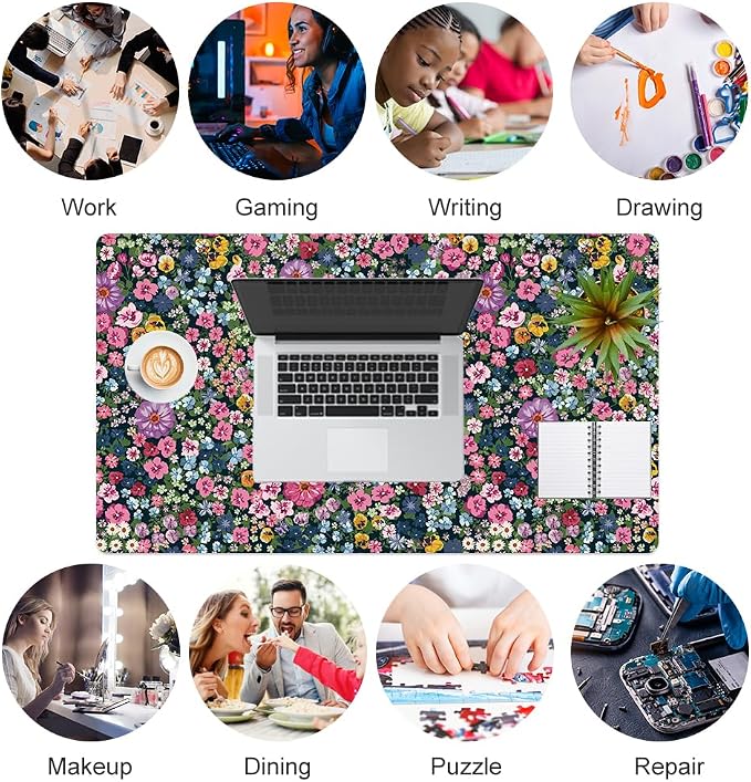 Colorful Star Large Mouse Pad, Floral Desk Mat Office Supplies, Waterproof Faux - Image 6