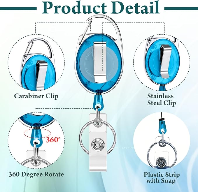 Honoson 30 Pcs Heavy Duty Retractable Badge Reels Batch ID Badge Holder - Image 3
