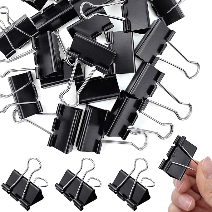 40 Pack Medium Binder Clips, 32mm 1-1/4 Inch Paper Binder Clips Clamps by JIURUN