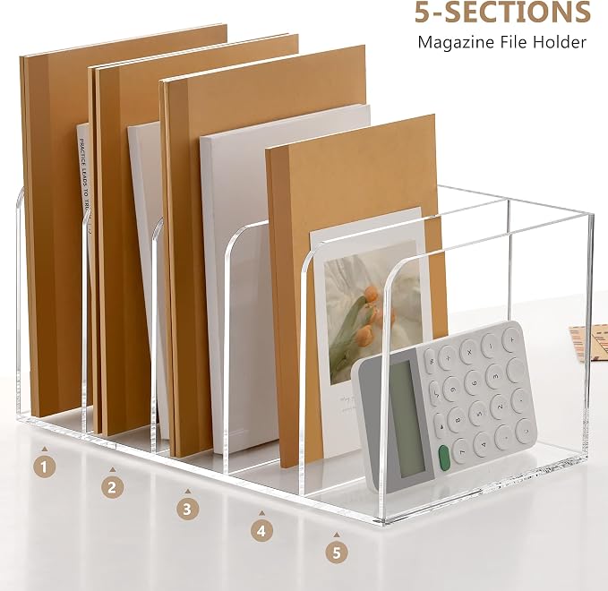 SANRUI Acrylic Magazine Holder Desk Organizer Workspace Sorters - Image 5