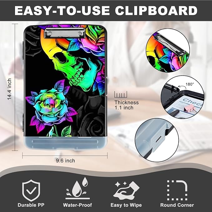 Clipboard with Storage, Heavy Duty Plastic Storage Clipboard with Low Profile - Image 3