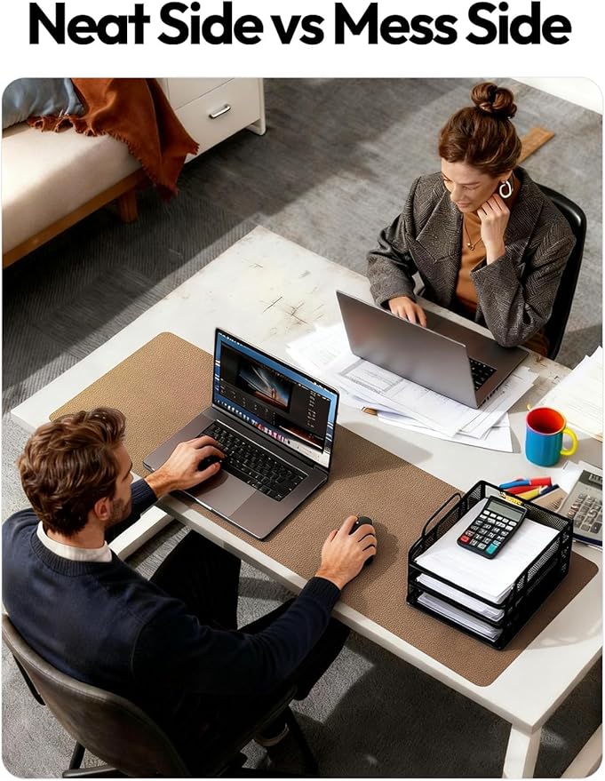YSAGi Leather Desk Pad Protector, Office Desk Mat, Large Mouse Pad, Non-Slip PU - Image 6