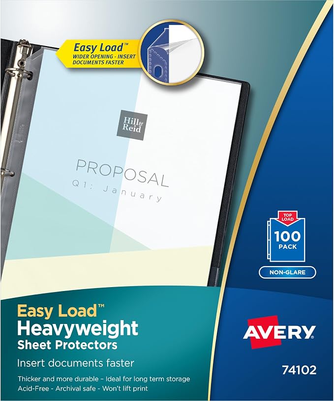 Avery Clear Heavyweight Sheet Protectors, Easy Load, 100 Document Protectors by Avery