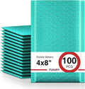 Fuxury Small Bubble Mailers 4x8" 100 Pack, Teal Bubble Mailer, Self Seal Padded by Fuxury