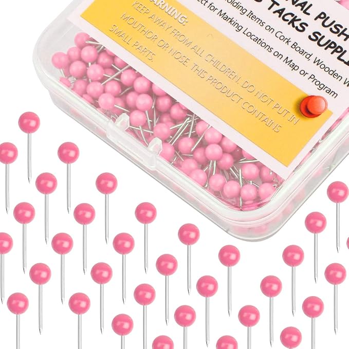 Map Tacks 1/8-Inch Assorted Color Beads Head Map Marking Push Pins by Yalis