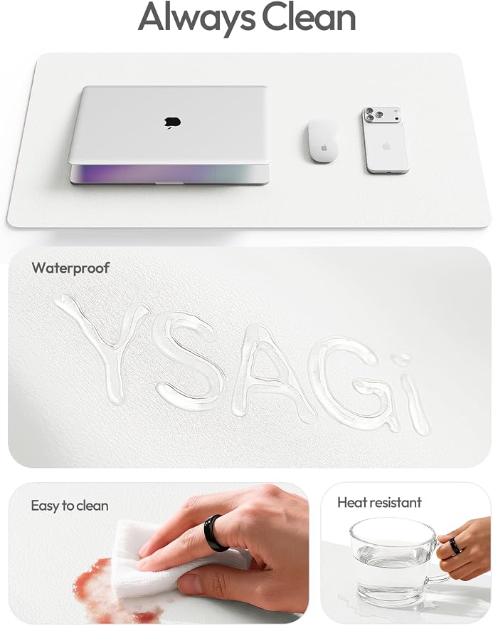 YSAGi Leather Desk Protector, Office Mat, Large Mouse Mat, Non-Slip PU Leather - Image 8