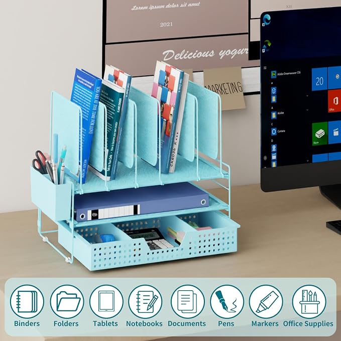 LEKETREE Teal Desk Organizer, Office Organization - Image 2