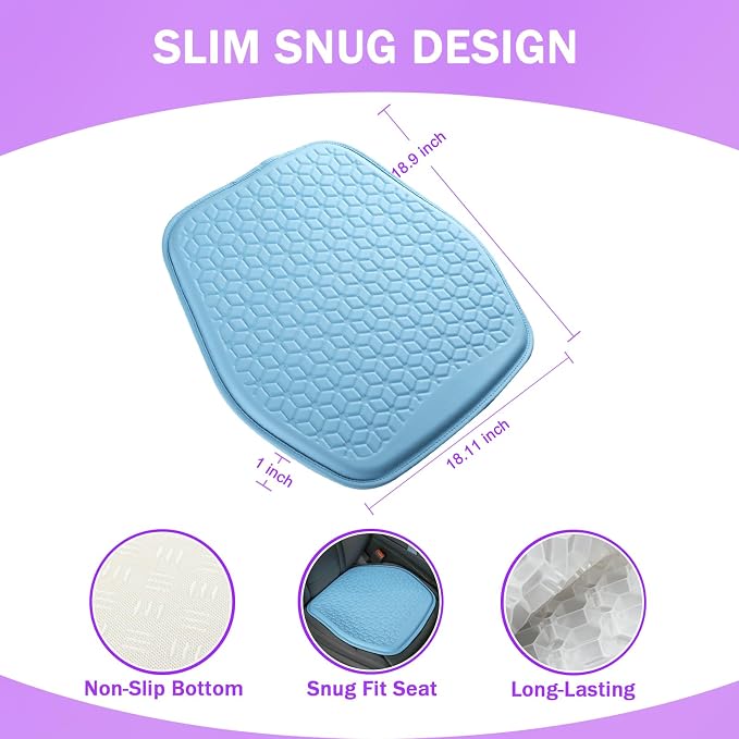Thin Gel Seat Cushion for Car Seat, Office Chair, Wheelchair, Golf Cart - Image 2