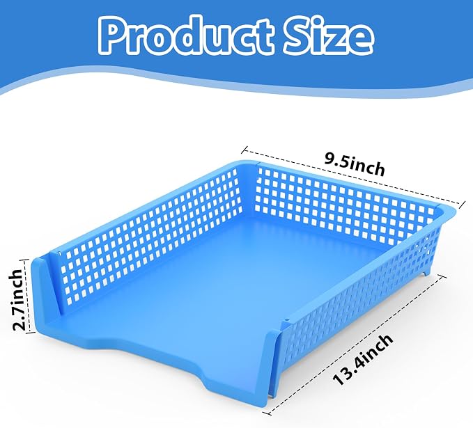 7 Pcs Plastic Stackable Paper Tray Turn in Trays Classroom Teachers Desk - Image 4