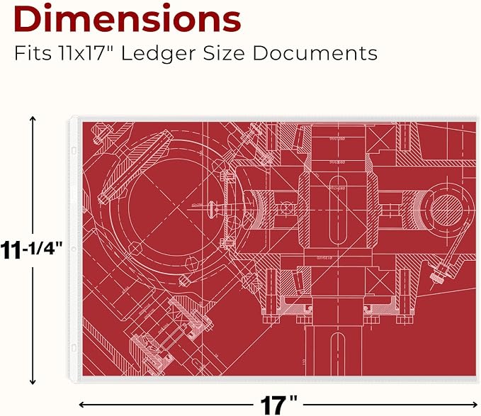 Dunwell 11x17 Sheet Protectors Landscape -, 11 x 17 Ledger Size Plastic Sleeves - Image 2