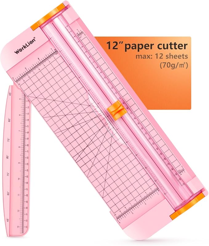 WORKLION Straight Paper Cutter For crafting – Pink 12 Inch Paper Trimmer by WORKLION