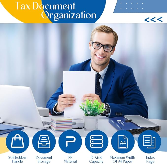 2 Sets Tax Record Organizer All in One Income Tax Document Organizer 13 Pockets - Image 4