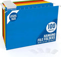 100 Pack Hanging File Folders Legal Size 8.5x14 by Juzari