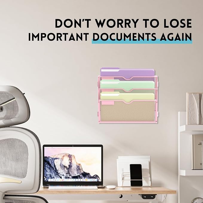 SUPEASY 3 Tier Wall File Organizer, Hanging Wall Mounted Mail Organizer - Image 5