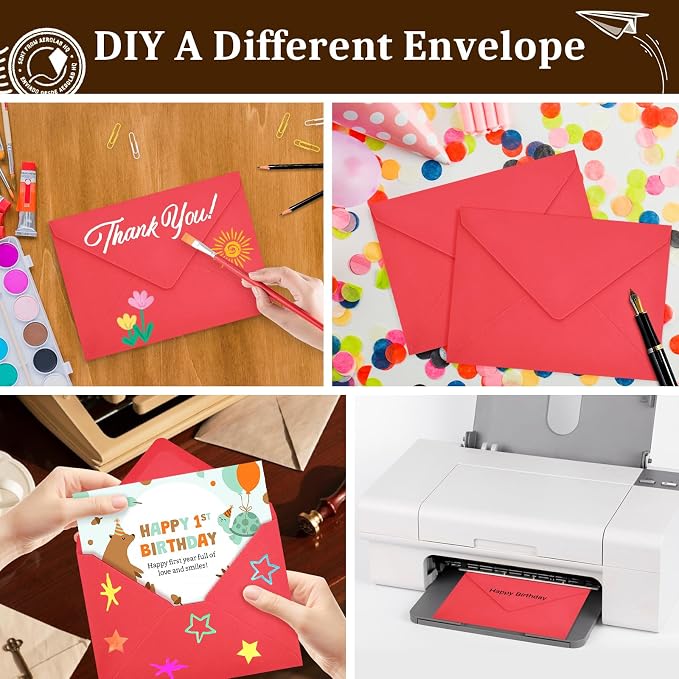 100 Pack Red A7 Envelopes, Christmas New Years Greeting Card Envelopes Self Seal - Image 6