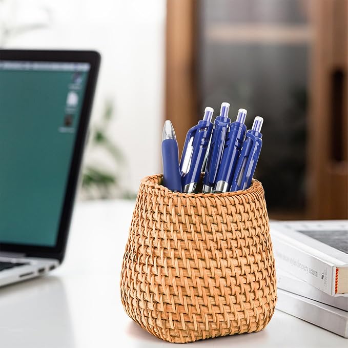 Hacaroa Set of 2 Rattan Pencil Holder - Image 5