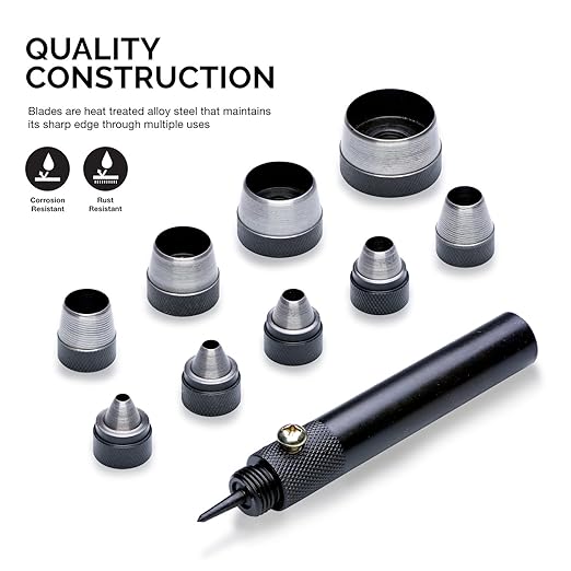NEIKO 02614A Interchangeable Large Hollow Hole Punch Tool Set, 10 Piece - Image 2