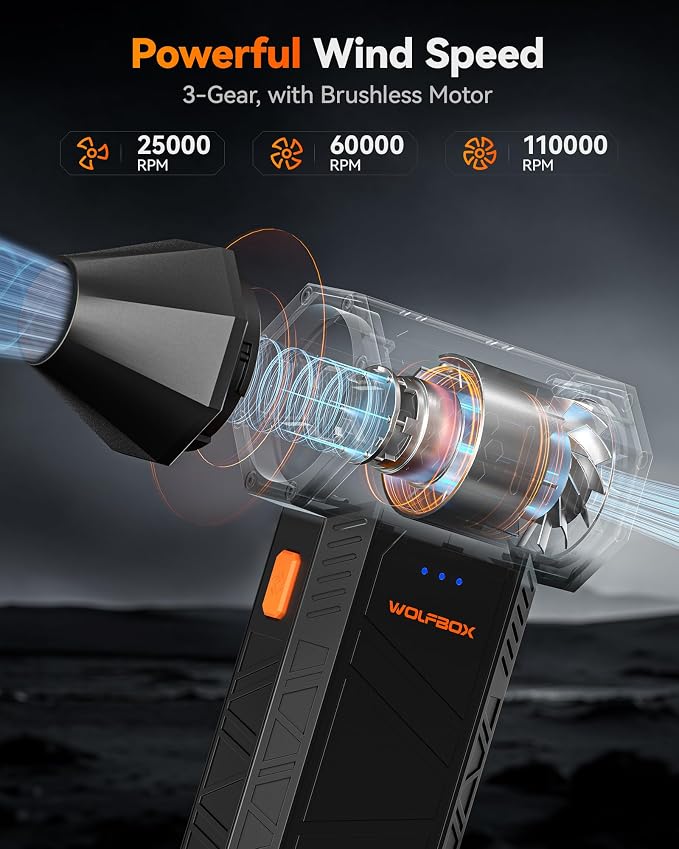 WOLFBOX MegaFlow 50 Compressed Air Duster-110000RPM Super Power Electric Air - Image 2