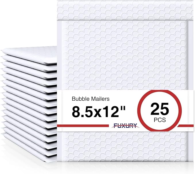 Fuxury Bubble Mailers 8.5x12 Inch 25 Pack Self-Seal Adhesive Padded Envelopes by Fuxury