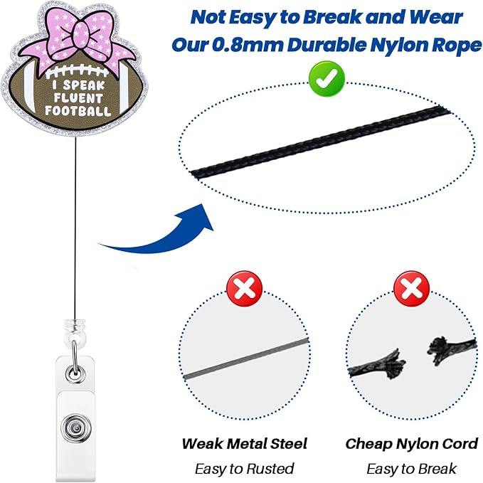Funny Girly Football Badge Reel, Cute ID Badge Holder - Image 5