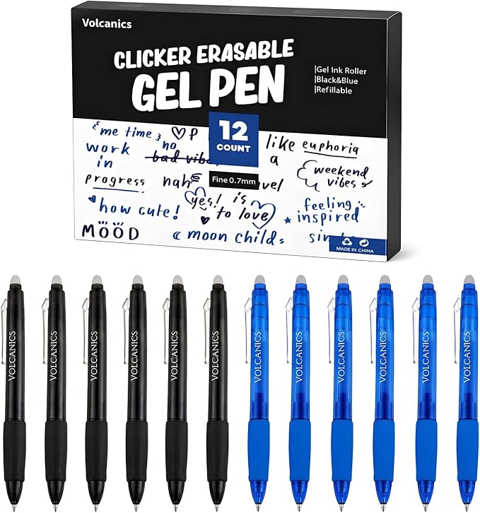 Volcanics Retractable Clicker Erasable Gel Pens by Volcanics