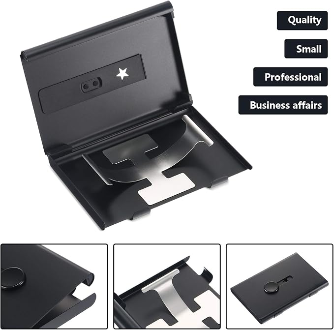 Tatuo 2 Pcs Black/blue 2 Pack Thumb Drive Business Card Holder Stainless Steel - Image 2