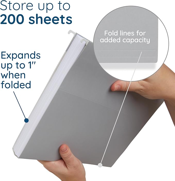 25 Blue Summit Supplies Grey Hanging File Folders Letter Size - Image 4