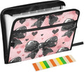 Expanding File Folder Black Bow Heart Pink Accordion File Organizer 13 Pockets by ALAZA