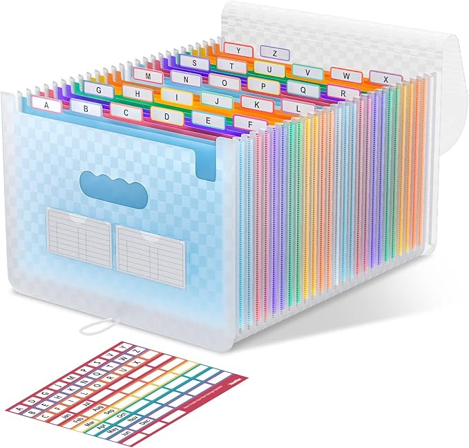 ThinkTex Accordion File Organizer, 26 Pockets Expanding File Folders, Monthly by ThinkTex
