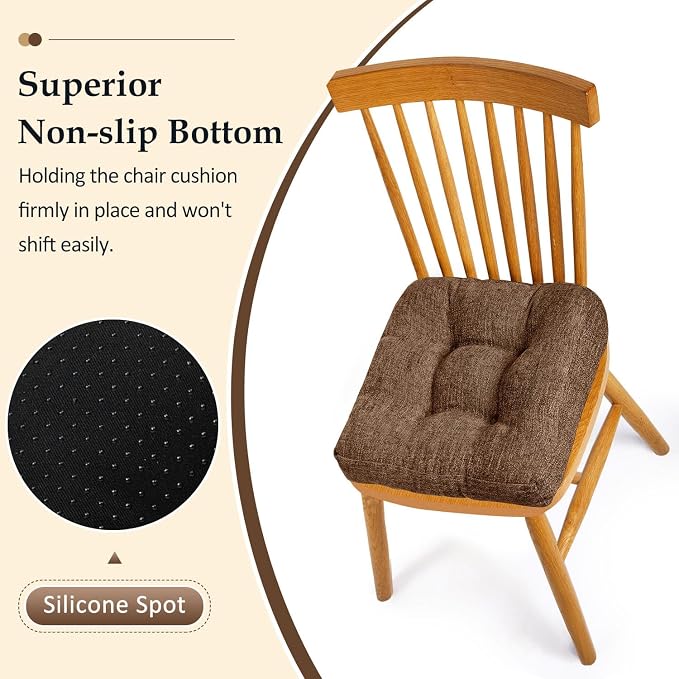 downluxe Chair Cushions for Dining Chairs 4 Pack, Tufted Indoor Chair Pads - Image 3