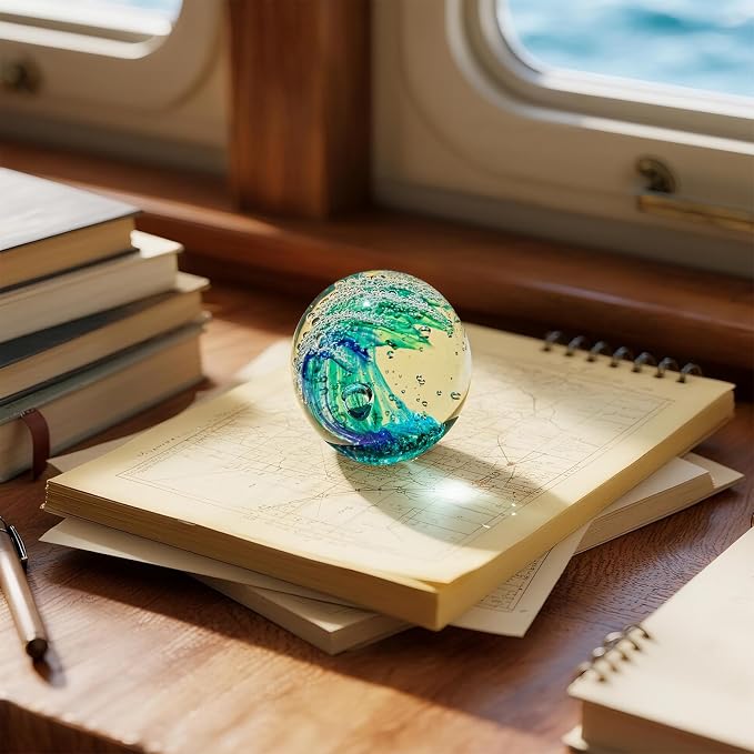 Hand Blown Ocean Wave Glass Ball ：Unique Gift - Image 5