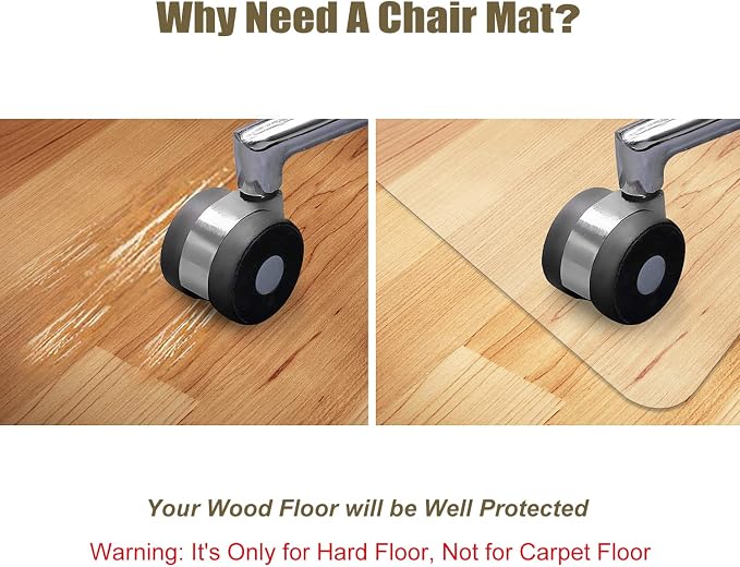 Kuyal Clear Chair mat for Hardwood Floor 44 x 58 inches Transparent Floor Mats - Image 3