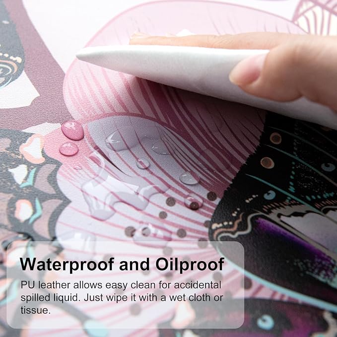 QiyI Large Mouse Pad, PU Leather Desk Blotter Protector, Waterproof Computer - Image 3