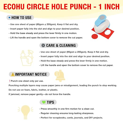 Ecohu Circle Hole Punch for Craft Sizeout 1inch, Paper Punch Shapes, Craft - Image 5
