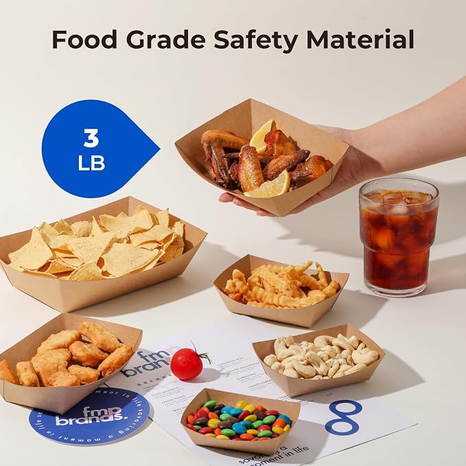 Fit Meal Prep [250 Pack 3 lb Paper Food Boats Heavy Duty Disposable Food Trays - Image 4