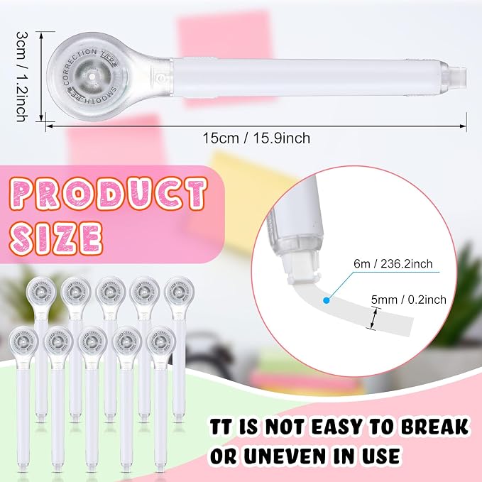 Gersoniel 10 Pack Correction Tape Pen Correctional Ink Tape Push Pull Protective - Image 2