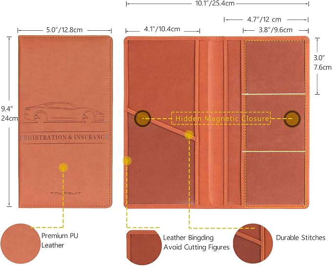 TOURSUIT Car Registration and Insurance Card Holder, Vehicle License Document - Image 4