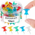Outus 100 Pcs Giant Push Pins Large Thumb Tacks Plastic Heads 1 Inch Jumbo Push by Outus