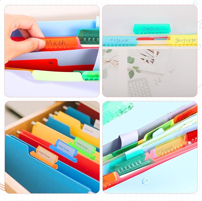 80 Pcs Hanging File Folder Tabs and 80 Pcs 2 Inch Inserts Labels, Plastic File - Image 7
