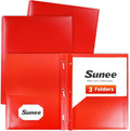SUNEE 2 Pocket Folders with Prongs Plastic Folders with Pockets and Prongs Fit by SUNEE