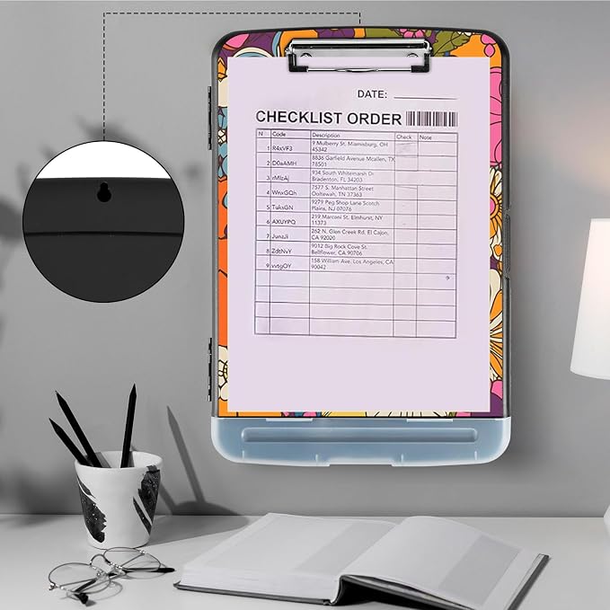 Clipboard with Storage, Heavy Duty Plastic Storage Clipboard with Low Profile - Image 4