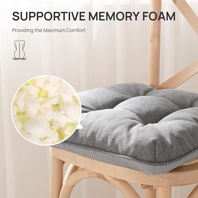 Love's cabin Memory Foam Chair Cushions Set of 4, 15.5"x15.5"x3.5" Indoor & - Image 3