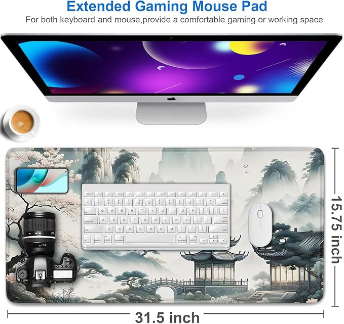 Large Gaming Mouse Pad, 31.5x15.7 inch Large Extended Computer Keyboard Mouse - Image 2