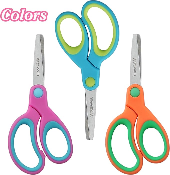 Kids Scissors Bulk, Woswel 36 Pack Safety Blunt Tip Student Scissors, 5 “ - Image 4