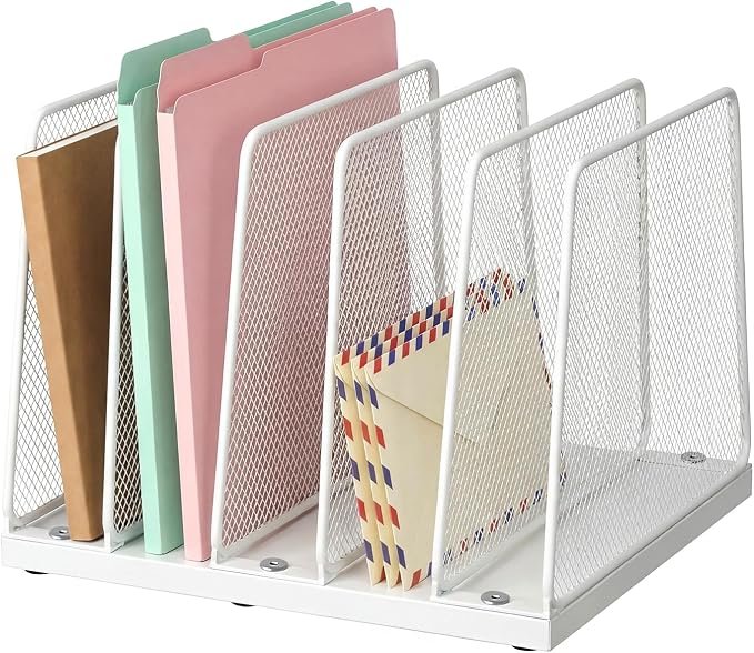 LEKETREE Small Desk File Organizer, 5-Section Upright File Sorter, Vertical by Stylishworkspaceeffortlessorganization